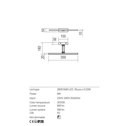 Redo 01-3460 - Applique LED pour tableau LINEAR LED/8W/230V 35 cm CRI 92 blanc