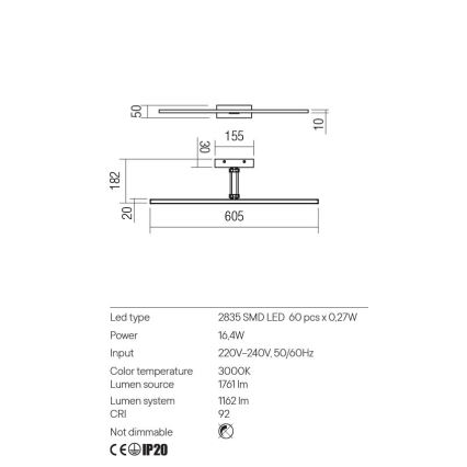 Redo 01-3463 - Applique LED pour tableau LINEAR LED/8W/230V 60,5 cm CRI 92 noir