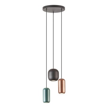 Redo 01-3480 - Suspension filaire BOOM 3xGU10/10W/230V d. 33 cm noir/vert/marron