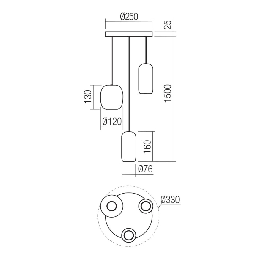 Redo 01-3480 - Suspension filaire BOOM 3xGU10/10W/230V d. 33 cm noir/vert/marron