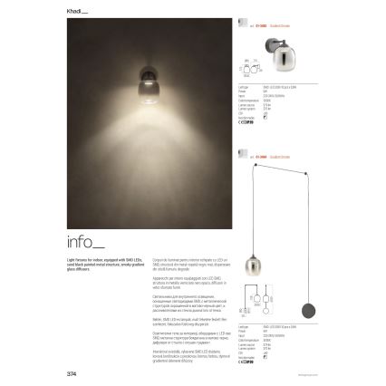 Redo 01-3485 - Applique murale LED dimmable KHADI 3xLED/5,5W/230V IRC 90 Ø 12 cm noir/fumé
