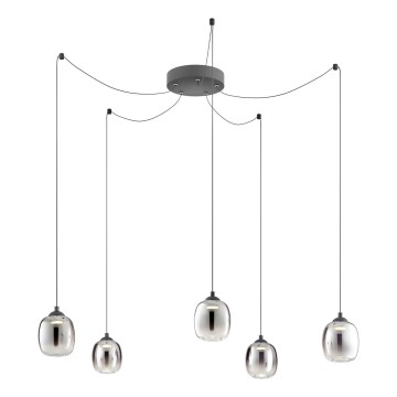 Redo 01-3487 - Suspension LED dimmable sur câble KHADI 5xLED/5,2W/230V CRI 90 araignée noir/fumé