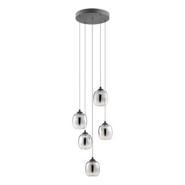 Redo 01-3488 - Suspension LED dimmable sur câble KHADI 5xLED/5,2W/230V CRI 90 Ø 43 cm noir/fumé