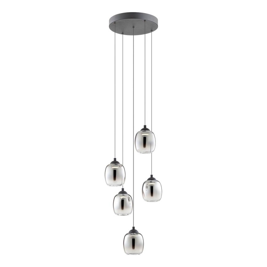 Redo 01-3488 - Suspension LED dimmable sur câble KHADI 5xLED/5,2W/230V CRI 90 Ø 43 cm noir/fumé
