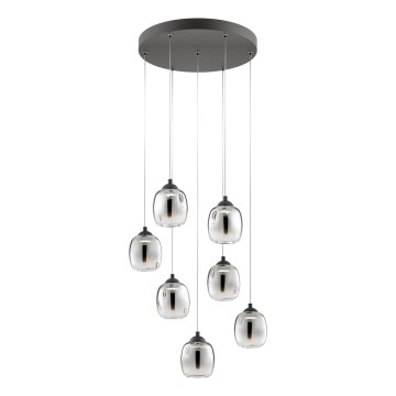Redo 01-3489 - Suspension LED dimmable sur câble KHADI 7xLED/5W/230V CRI 90 Ø 52 cm noir/fumé