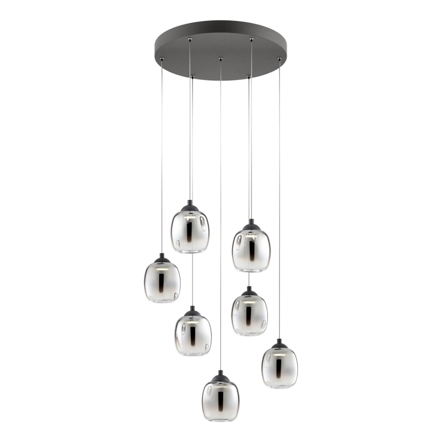 Redo 01-3489 - Suspension LED dimmable sur câble KHADI 7xLED/5W/230V CRI 90 Ø 52 cm noir/fumé