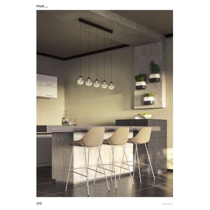 Redo 01-3490 - Suspension LED dimmable sur câble KHADI 5xLED/5,2W/230V IRC 90 noir/fumé