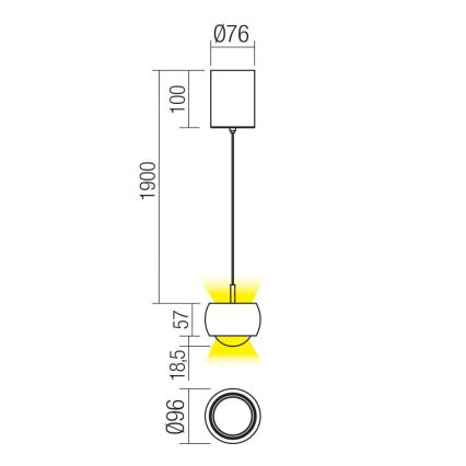 Redo 01-3547 - Suspension filaire AVES LED/12W/230V d. 9,6 cm CRI 90 doré