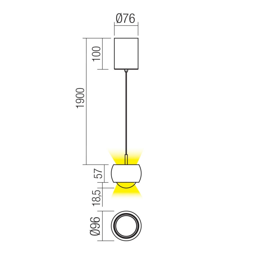 Redo 01-3547 - Suspension filaire AVES LED/12W/230V d. 9,6 cm CRI 90 doré
