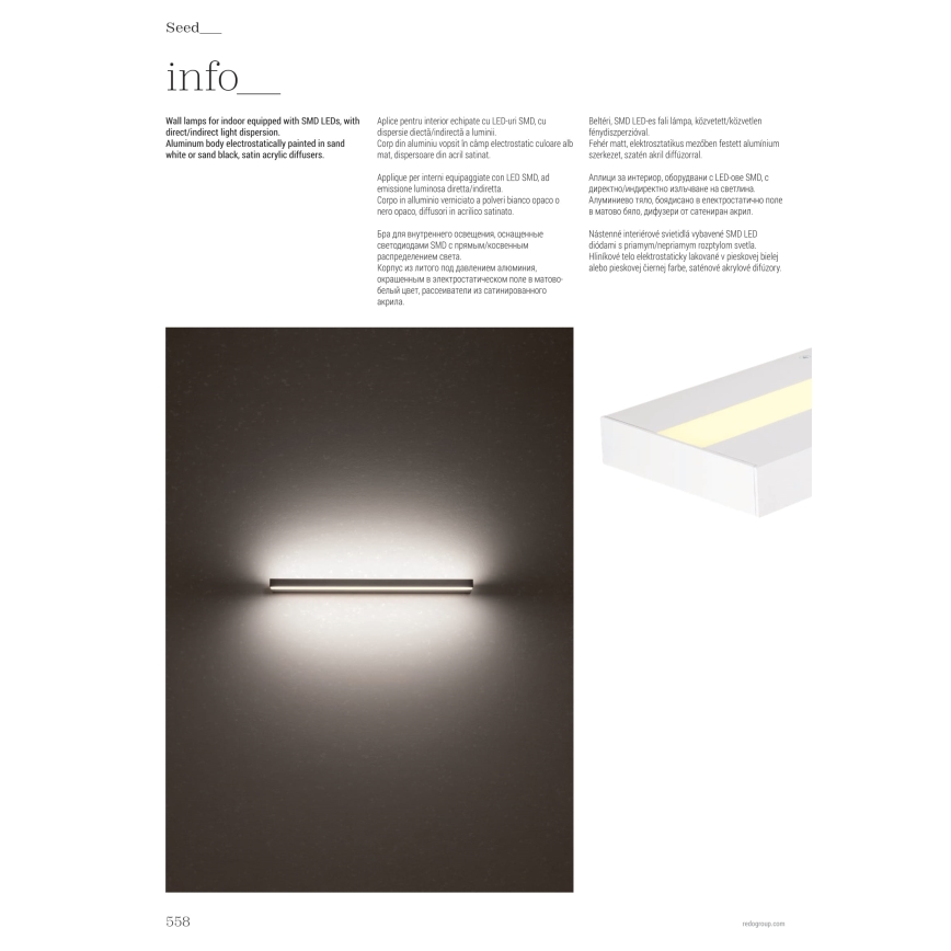 Redo 01-3555 - Applique murale SEED LED/30W/230V noir
