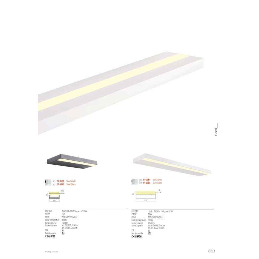 Redo 01-3555 - Applique murale SEED LED/30W/230V noir