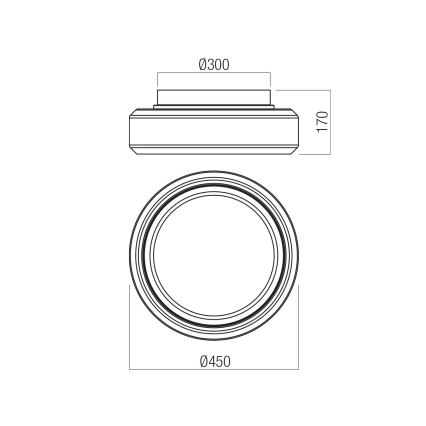 Redo 01-3590 - Plafonnier SOLERA LED/36W/230V d. 45 cm CRI 93 3000/4000K gris