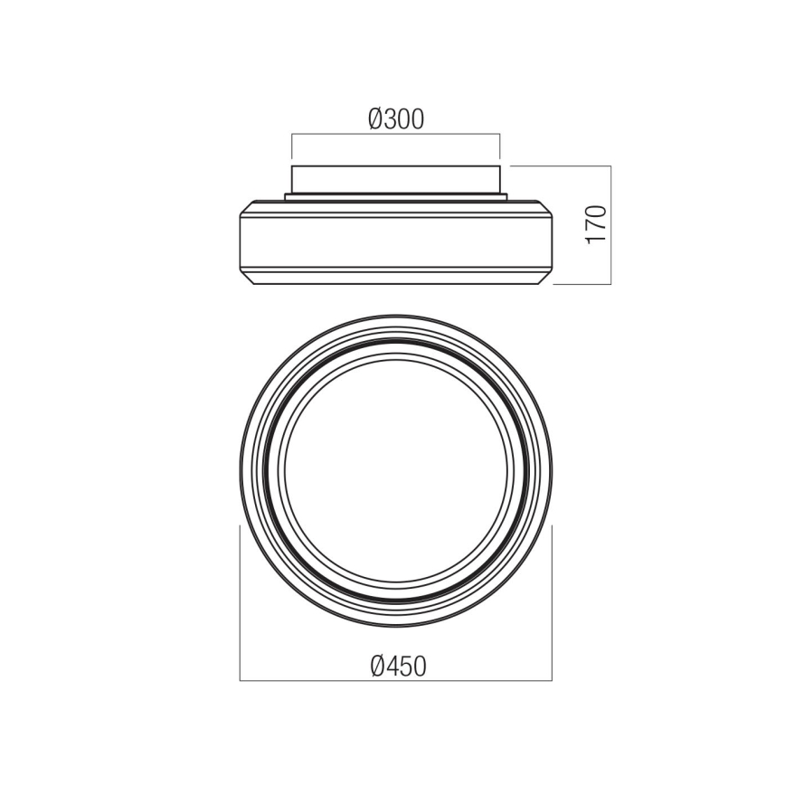 Redo 01-3590 - Plafonnier SOLERA LED/36W/230V d. 45 cm CRI 93 3000/4000K gris