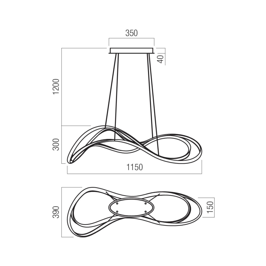 Redo 01-3599 - Suspension LED dimmable sur câble TEMPEST LED/58W/230V noir