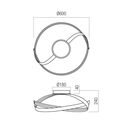 Redo 01-3614 - Plafonnier LED dimmable IMPULS LED/34W/230V Ø 60 cm noir