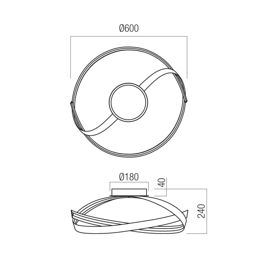 Redo 01-3614 - Plafonnier LED dimmable IMPULS LED/34W/230V Ø 60 cm noir