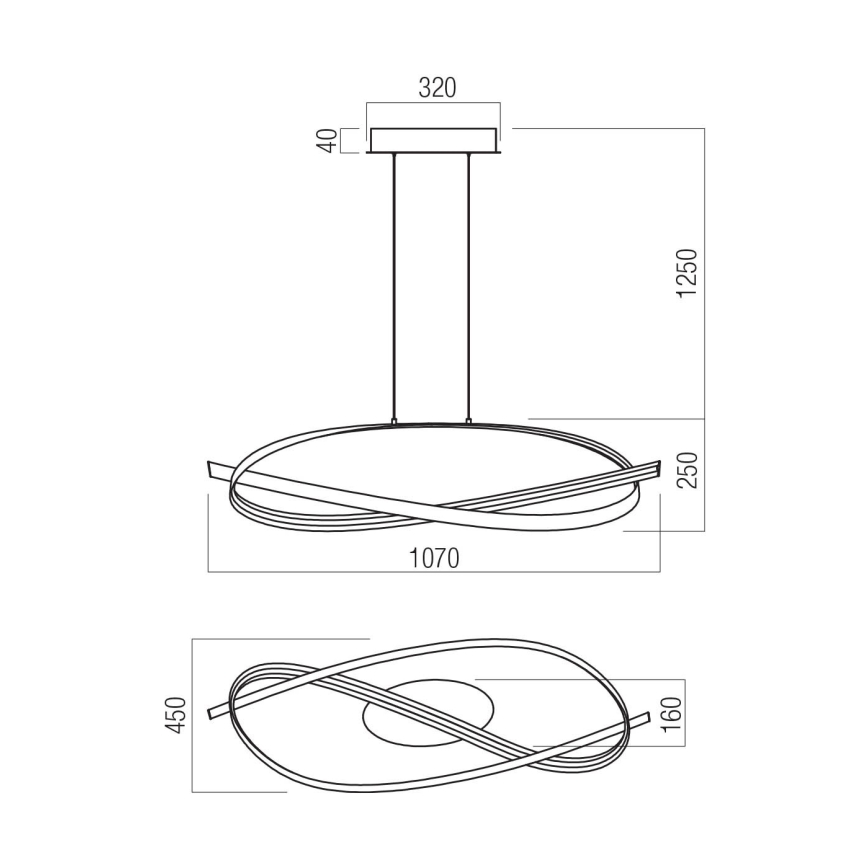 Redo 01-3616 - Suspension LED dimmable sur câble IMPULS LED/38W/230V dorée