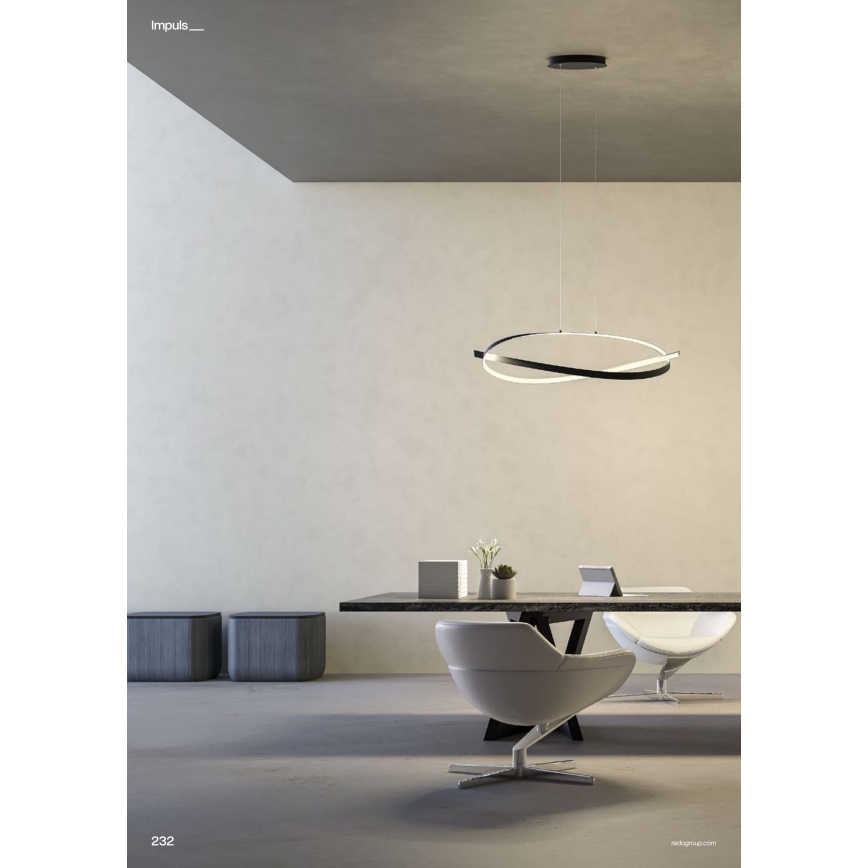 Redo 01-3617 - Suspension LED dimmable sur câble IMPULS LED/38W/230V noire