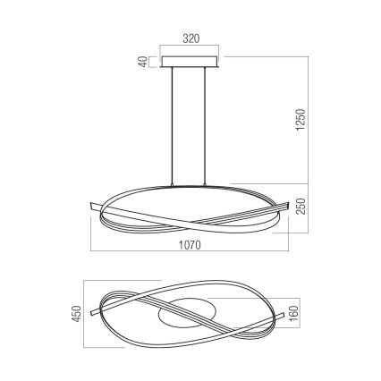 Redo 01-3617 - Suspension LED dimmable sur câble IMPULS LED/38W/230V noire