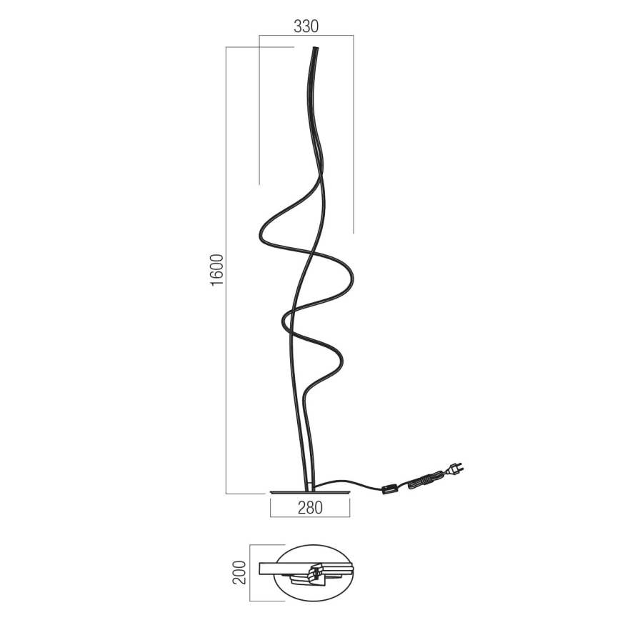 Redo 01-3626 - Lampadaire LED dimmable IMPULS 36W/230V, noir