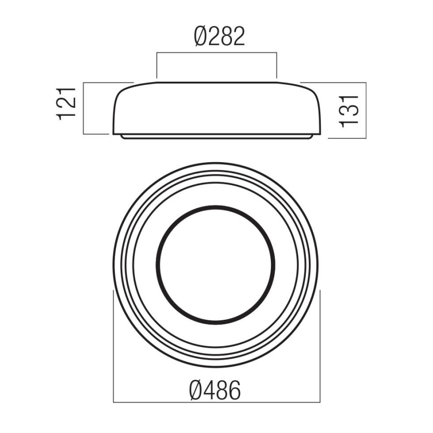 Redo 01-3722 - Plafonnier LED DIP 30W/230V 2700/3000/4000/5000/6500K IRC 90 Ø 48,6 cm noir