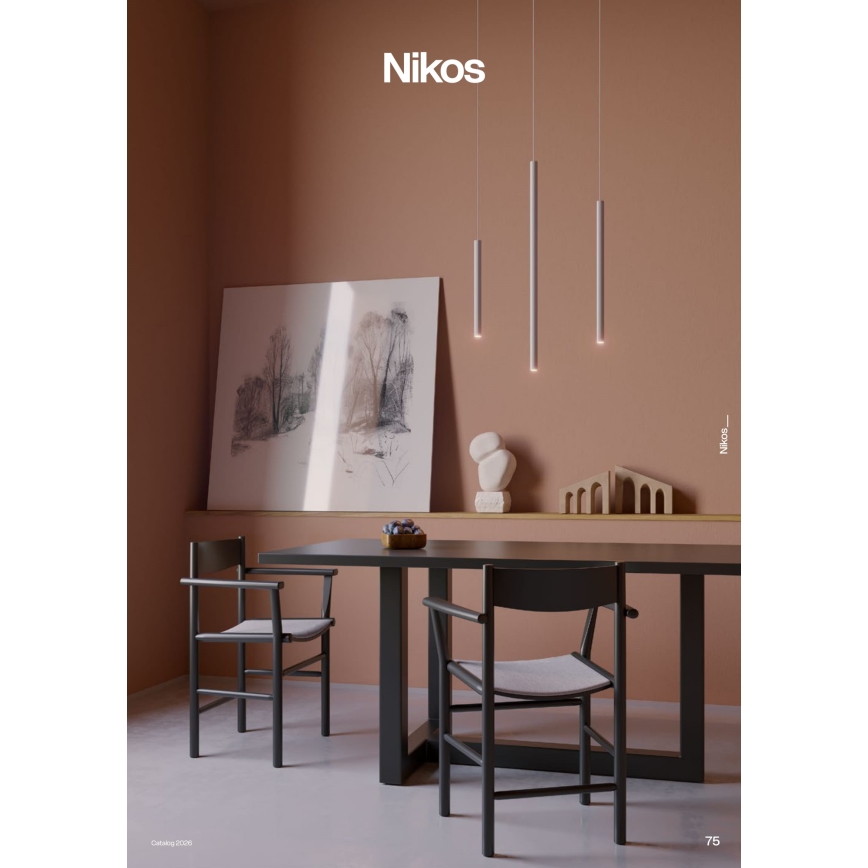 Redo 01-3856 - Suspension LED sur câble NIKOS LED/8W/230V 3000K IRC 90 Ø 6 cm blanche