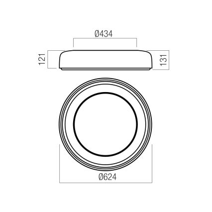 Redo 01-3941 - Plafonnier LED DIP/40W/230V 2700/3000/4000/5000/6500K IRC 90 Ø 62,4 cm blanc