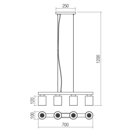 Redo 01-3986 - Suspension filaire ROTIS 4xE27/15W/230V