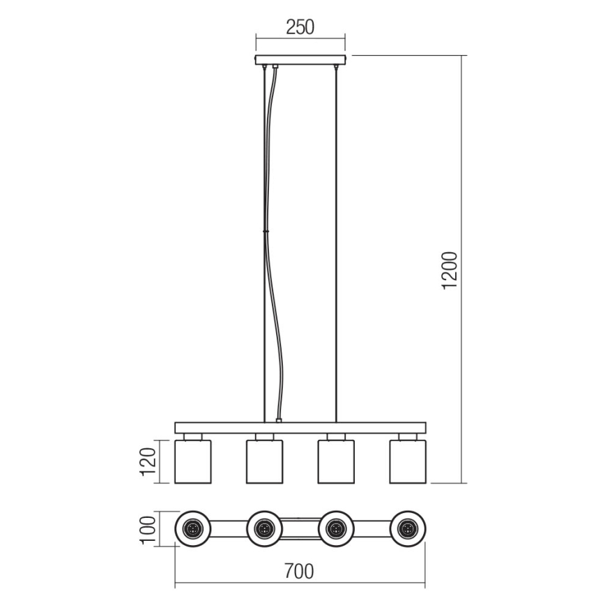 Redo 01-3986 - Suspension filaire ROTIS 4xE27/15W/230V