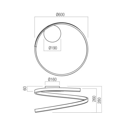 Redo 01-4010 - Plafonnier LED dimmable SCROLL, 38W, 230V, 3000K/4000K/6000K, IRC 90, Ø 60 cm, blanc
