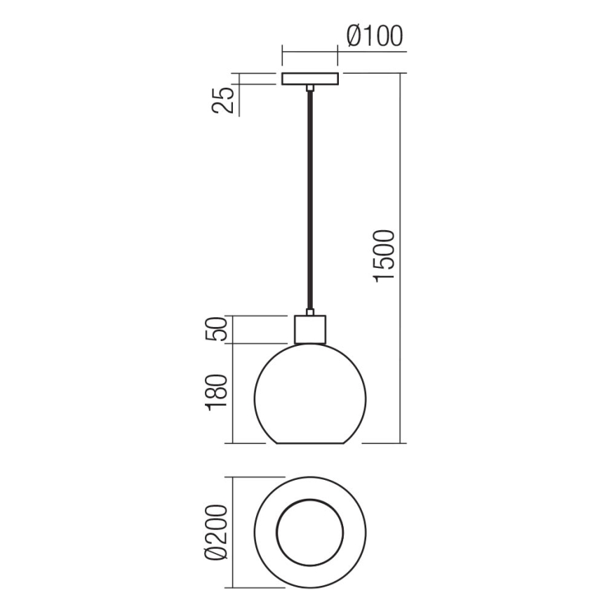 Redo 01-4045 - Suspension filaire ATLANTIS 1xE27/42W/230V d. 20 cm noir