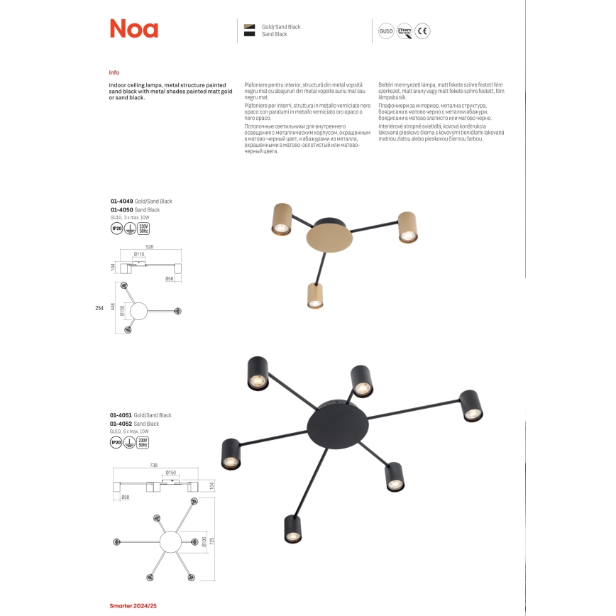 Redo 01-4052 - Spot NOA 6xGU10/10W/230V noir