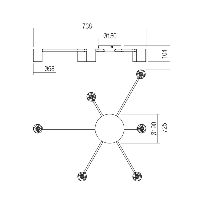 Redo 01-4052 - Spot NOA 6xGU10/10W/230V noir