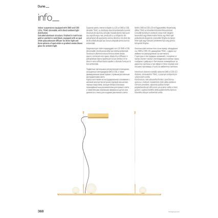 Redo 01-4301 - Suspension LED dimmable sur câble DUNE LED/48W/230V 3000K IRC 90 blanc/or