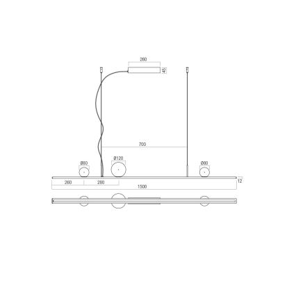 Redo 01-4302 - Suspension LED dimmable sur câble DUNE LED/48W/230V 3000K IRC 90 noir/fumé
