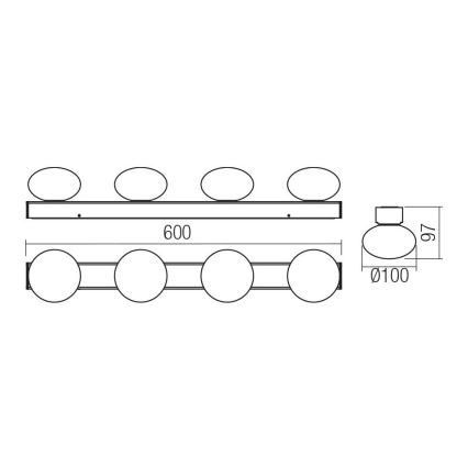 Redo 01-4310 - Plafonnier LED pour salle de bains OVUM 4xLED/5W/230V 3000/4000K CRI 90 IP44 blanc/laiton