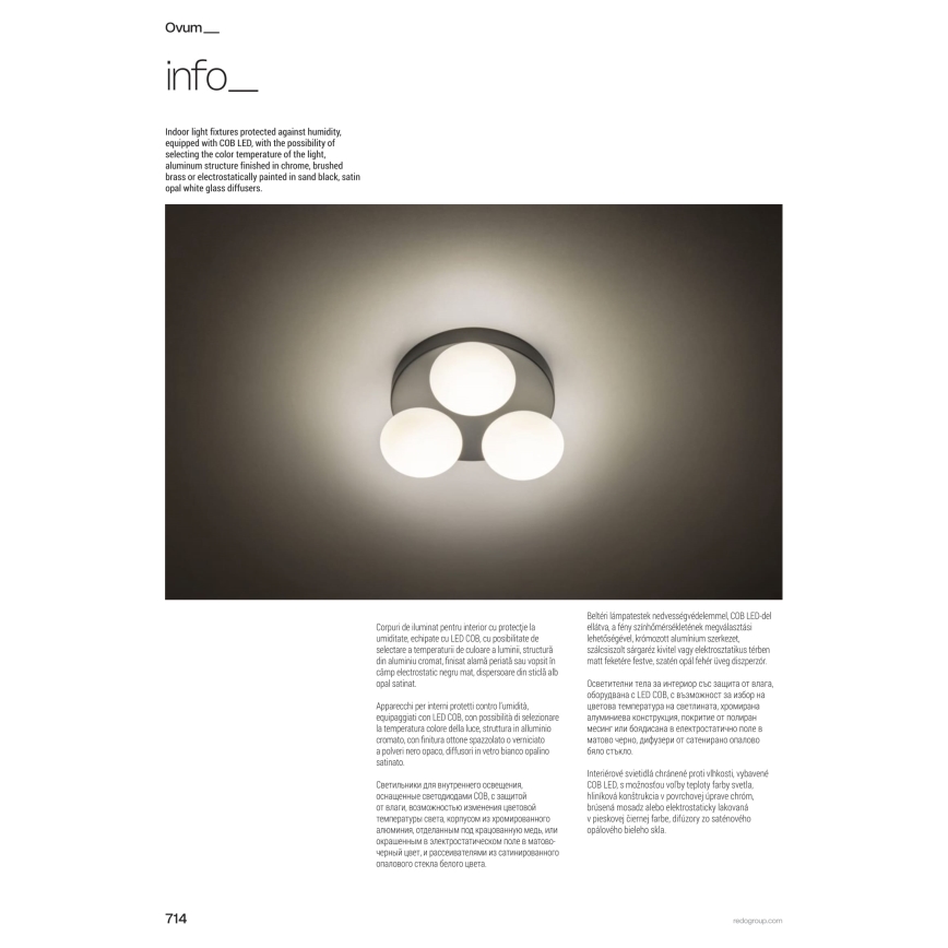 Redo 01-4311 - Plafonnier LED pour salle de bains OVUM 4xLED/5W/230V 3000/4000K IRC 90 IP44 blanc/noir