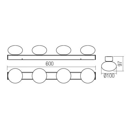 Redo 01-4311 - Plafonnier LED pour salle de bains OVUM 4xLED/5W/230V 3000/4000K IRC 90 IP44 blanc/noir