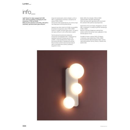 Redo 01-4330 - Applique murale LED LUMIEN 3xLED/18W/230V 2700/3000K IRC 90 blanc/noir