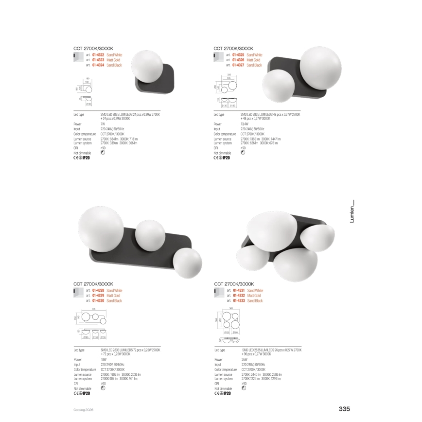 Redo 01-4330 - Applique murale LED LUMIEN 3xLED/18W/230V 2700/3000K IRC 90 blanc/noir