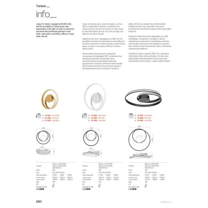 Redo 01-4359 - Plafonnier LED dimmable TORSION LED/40W/230V 2700/3000/4000K IRC 90 Ø 56 cm noir
