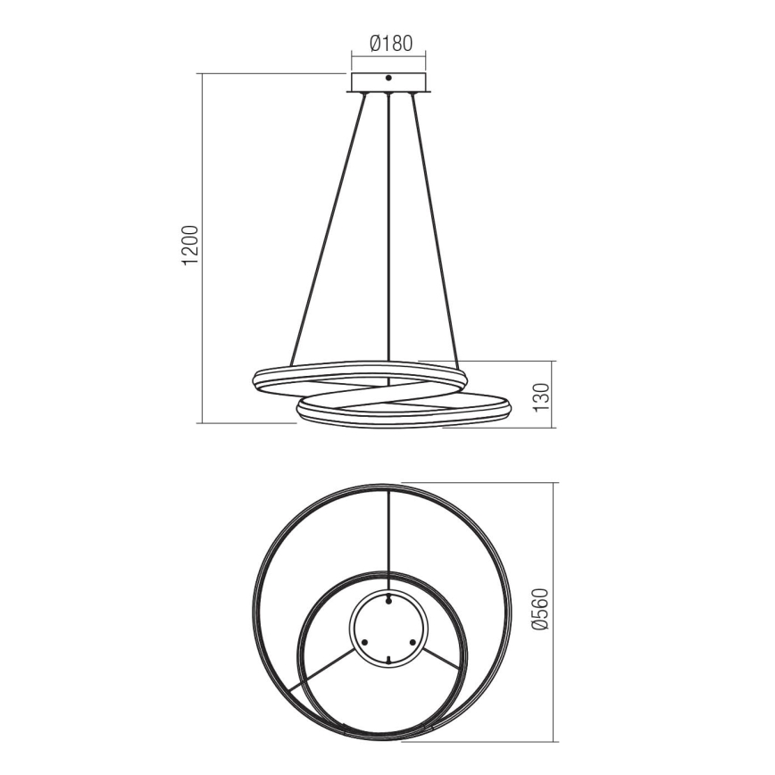 Redo 01-4361 - Suspension LED dimmable sur câble TORSION LED/40W/230V 2700/3000/4000K CRI 90 Ø 56 cm dorée