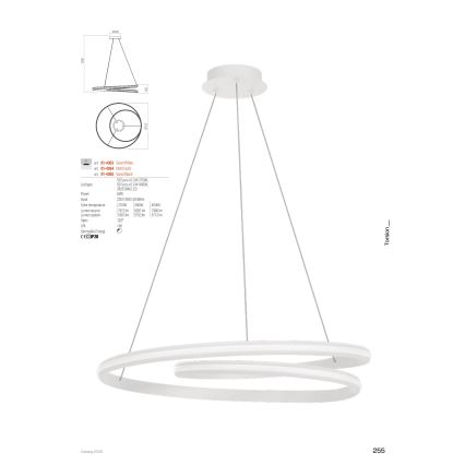 Redo 01-4363 - Suspension LED dimmable sur câble TORSION LED/60W/230V 2700/3000/4000K CRI 90 Ø 75,2 cm blanche
