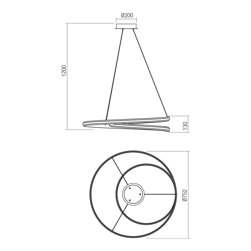 Redo 01-4364 - Suspension LED dimmable sur câble TORSION LED/60W/230V 2700/3000/4000K IRC 90 Ø 75,2 cm doré