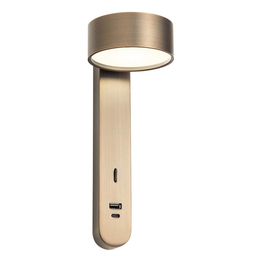 Redo 01-4642 - Applique murale LED SADES LED/6W/230V IRC 90 USB bronze