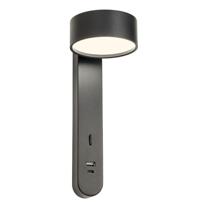 Redo 01-4643 - Applique murale LED SADES, 6 W, 230 V, IRC 90, port USB, noir