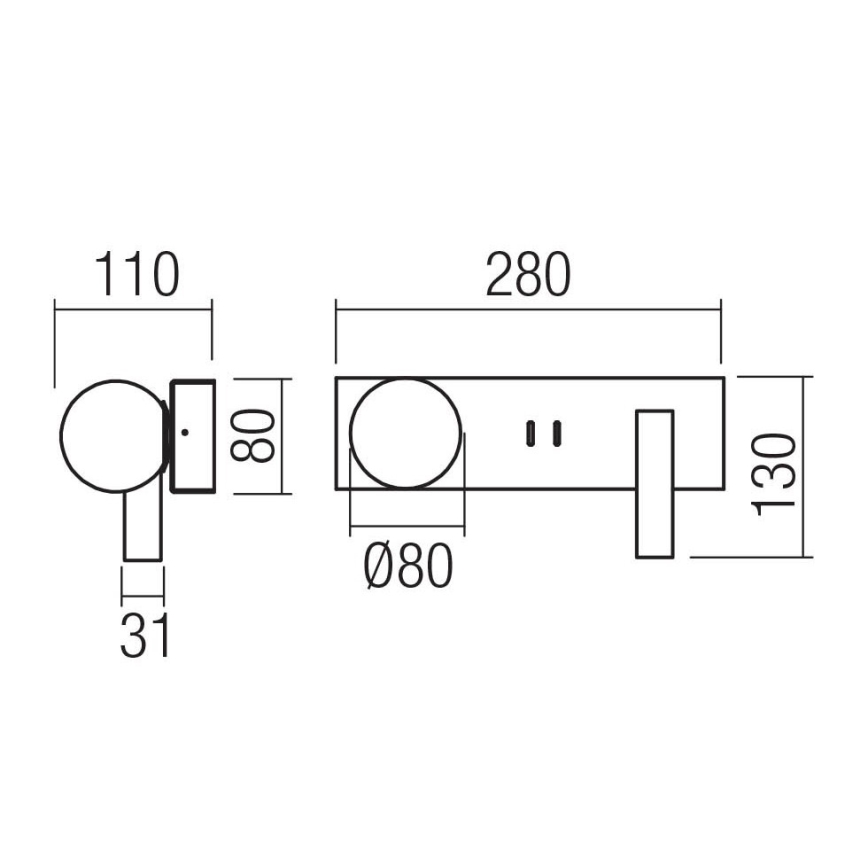 Redo 01-4660 - Applique murale LED NORMA LED/5W/230V + LED/3W IRC 90 USB blanche