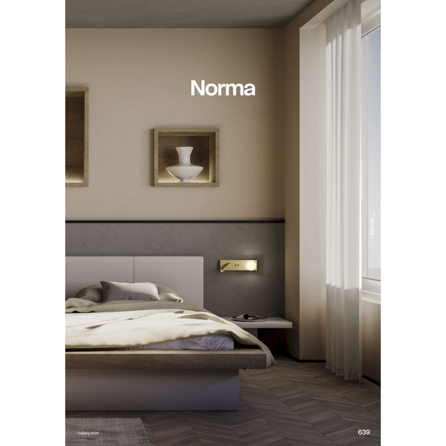 Redo 01-4661 - Applique murale LED NORMA LED/5W/230V + LED/3W IRC 90 USB blanc/doré
