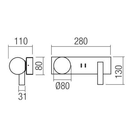 Redo 01-4662 - Applique murale NORMA LED/5W/230V + LED/3W CRI 90 USB blanc/bronze