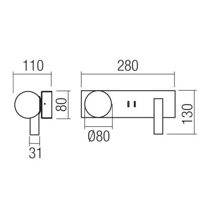 Redo 01-4663 - Applique murale NORMA LED/5W/230V + LED/3W CRI 90 USB blanc/noir